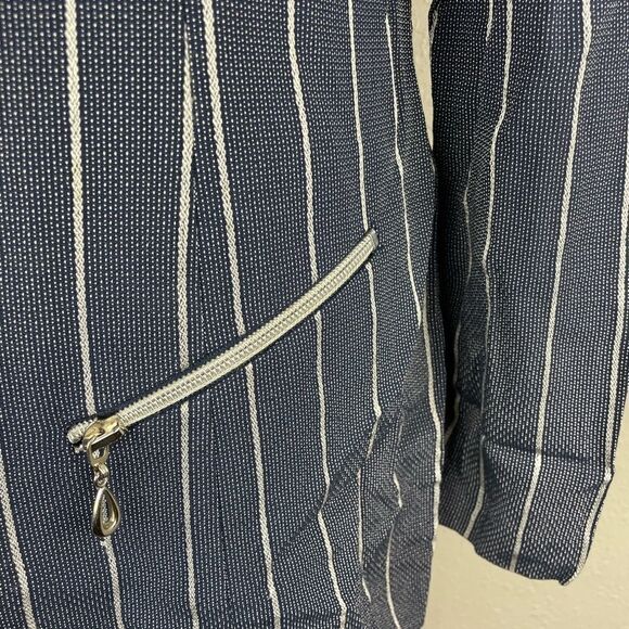 Vintage Expo Womens Striped Suit Jacket with Zip Pockets Size M - Picture 3 of 7